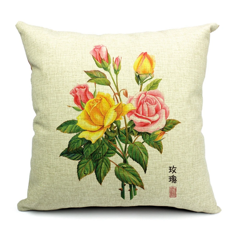 

Hot Sale Pillow Covers Flower Gardon Series Topic Pattern Fashion Design45X45CM Linen Pillow Cover\Home Decorative Linen Cushion