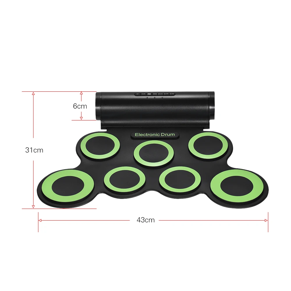 Portable Digital Stereo Electronic Drum Set 7 Silicon Pads USB Powered Built-in Speaker with Drumsticks for Beginners | Спорт и