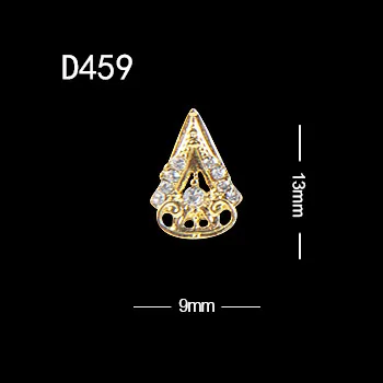 10pcs D459 10 шт./лот 3d кристаллы стразы жемчужные треугольные полукруглые длинные полосы овальные сплава украшения для ногтей - Цвет: 10pcs D459