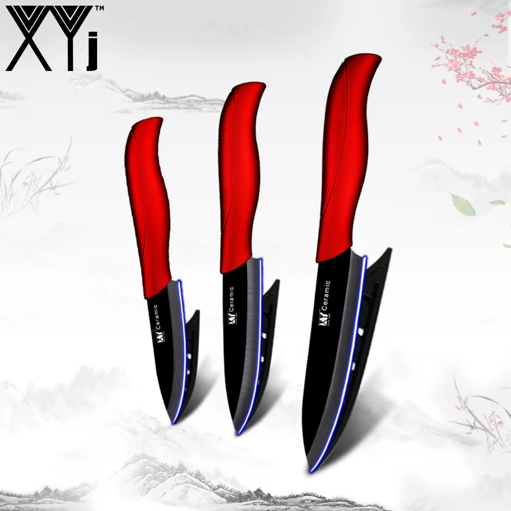 Red H Black Blade XYj керамический нож " 4" " дюймов Кухонные аксессуары набор ножей ABS+ TPR ручка набор керамических ножей циркониевое острое лезвие - Цвет: Red H Black Blade