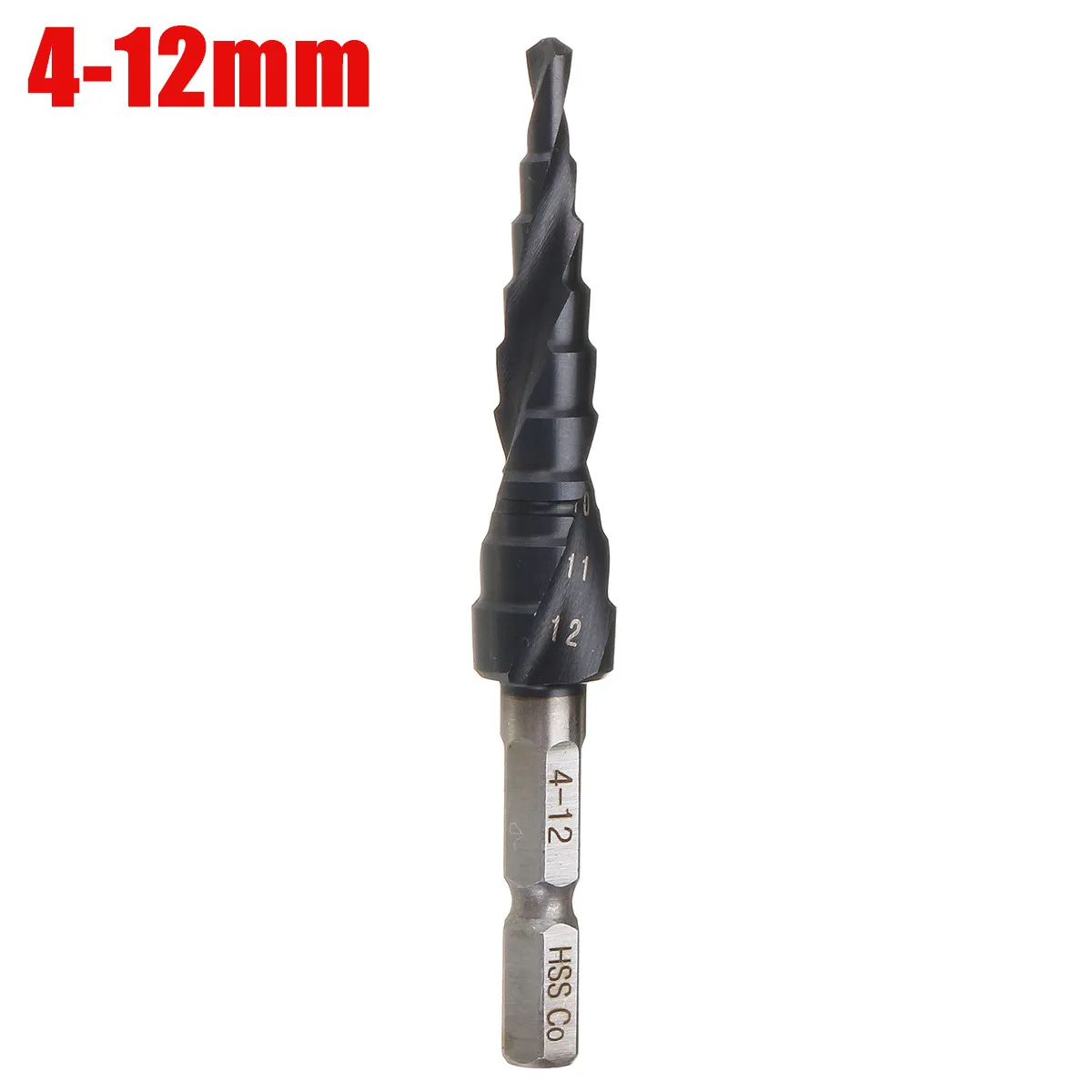 Drillpro HRC89 HSS-Co M35 кобальтовое ступенчатое сверло 3-12/4-12/4-20 мм ступенчатое сверло с покрытием TiAlN 1/4 дюйма с шестигранным хвостовиком деревообрабатывающие Биты - Цвет: 4-12mm