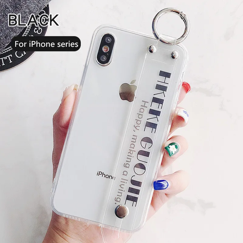 Soft Silicone Wristband Case Cover Phone Cases for iPhone 6 6S 7 8 Plus X XR XS Max Luxury Cute Transparent Strap |