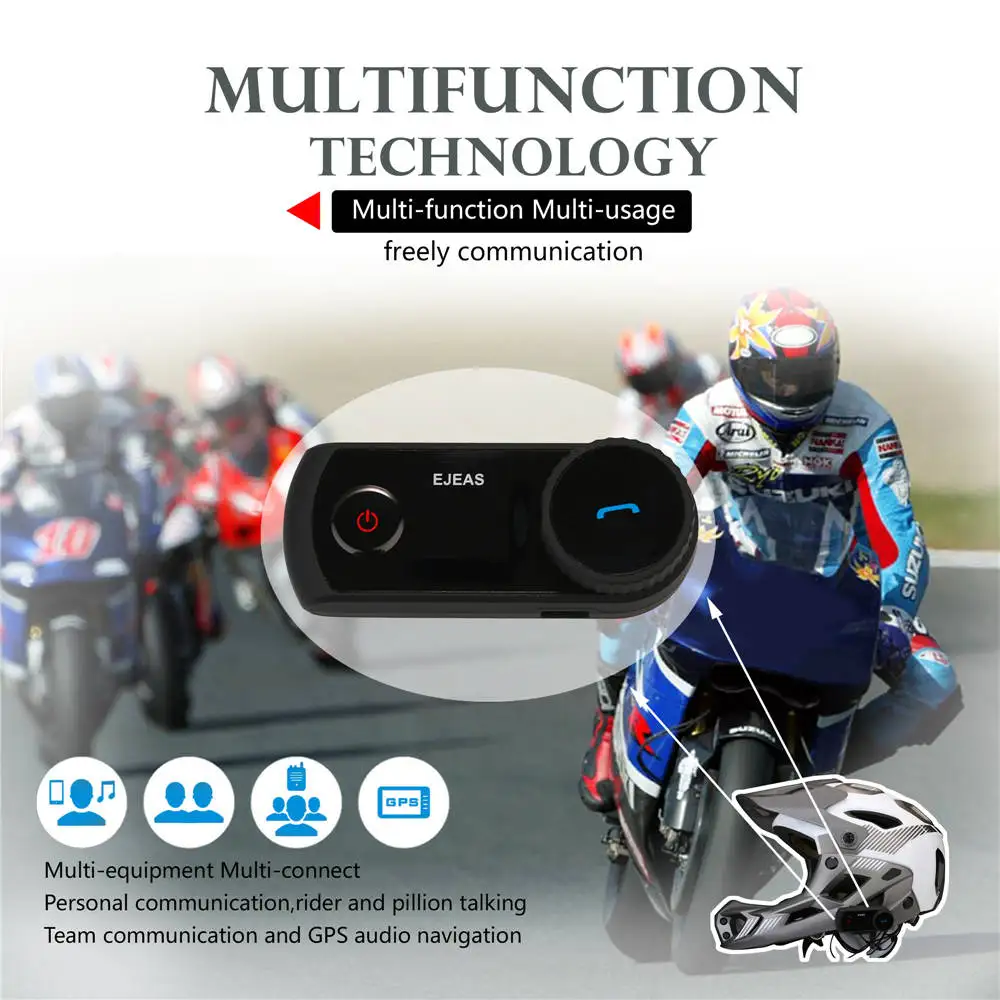 EJEAS, 1200 м, Bluetooth, для мотоцикла, домофон, водонепроницаемый, беспроводной, для мотоцикла, домофон, гарнитура, 4 всадника, для езды на лыжах