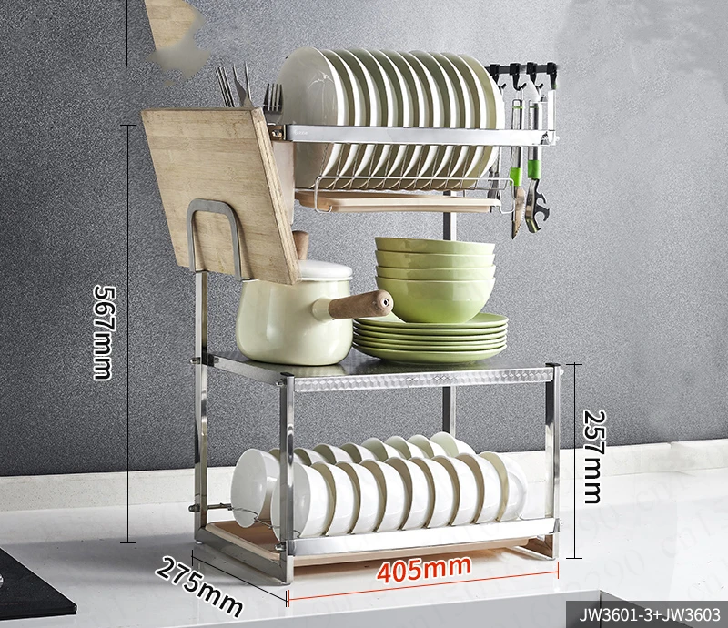 Dish Rack Drain Rack Kitchen Rack 304 Stainless Steel Hanging Dish Dish Chopsticks Storage Rack Double Household