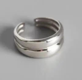 silver SHANICE 925 пробы Серебряное кольцо для открытия минималистичное INS геометрическое Двухслойное простое круглое модное серебряное ювелирное изделие - Цвет основного камня: silver