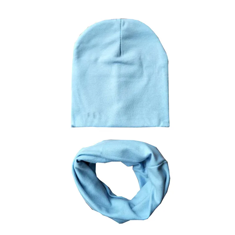 sky blue 2 шт./компл. зима для маленьких девочек шарф и шапка-ушанка брюками; комплекты детской теплой одежды; шейный платок воротник Кепки Комплект детский шарф и шапка; комплект одежды - Цвет: sky blue