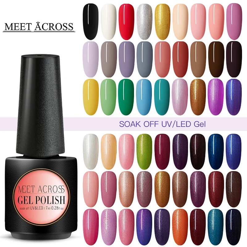 

MEET ACROSS Pure Gel Nail Polish UV LED Gel For Nail Soak Off Nails Gel Lacquer 7ML Nude Pink Hybrid Nail Polish