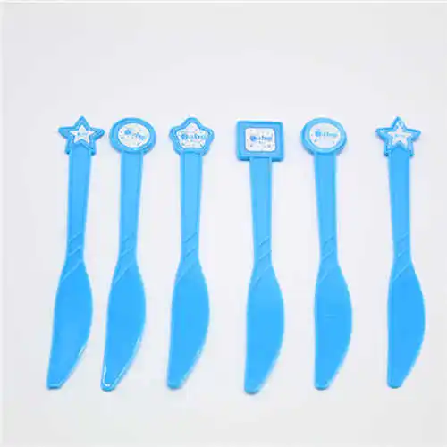 6pcs-Knife Одноразовый поднос и бумажное полотенце для вечеринки на день рождения, украшения для вечеринки сделанные своими руками украшения для дня рождения детей - Цвет: 6pcs-Knife