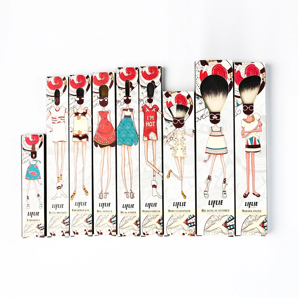 Кисти для макияжа 9 шт. набор кистей Премиум синтетические щетки волос Имитация