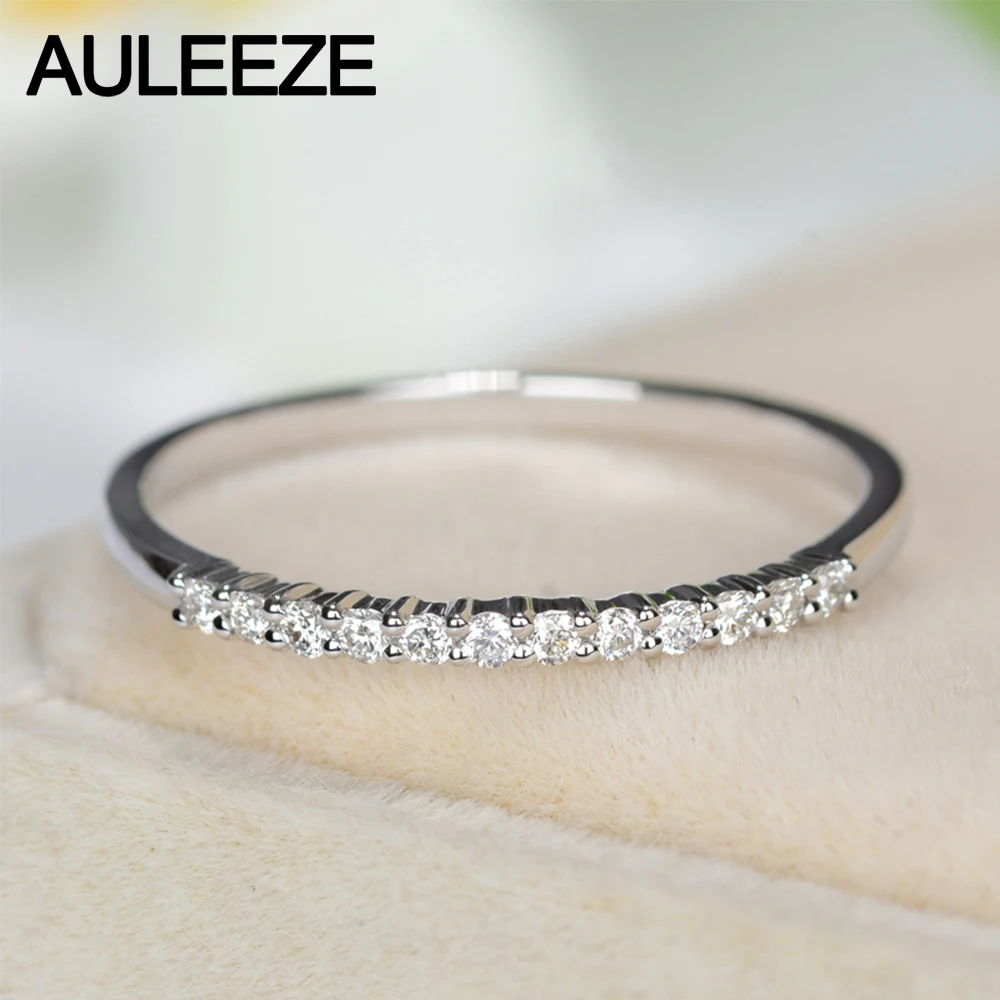 AULEEZE Classic 18K Gold Anniversary Real Natural Diamond Wedding Band 750 Rose Rings For Women Ladies Ring Jewelry | Украшения и