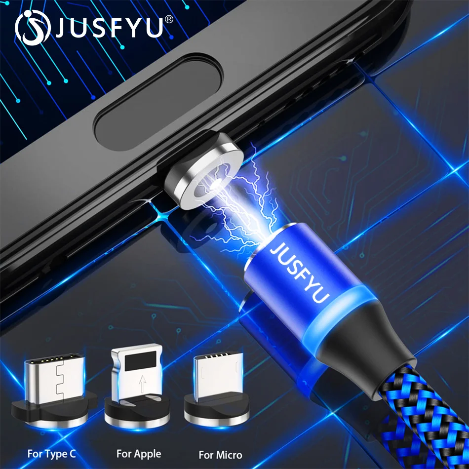 Newest LED Adapter Magnetic USB Cable for iPhone X 8 Micro type C Braided cable Charger Samsung Xiaomi Huawei Cord | Мобильные