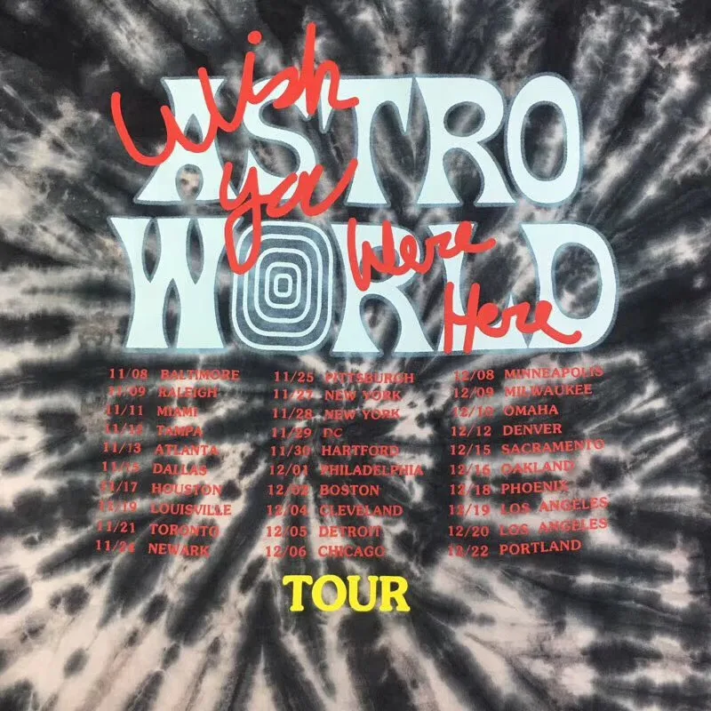 19SS астронавт черный галстук DIE Astroworld футболка для мужчин и женщин 1:1