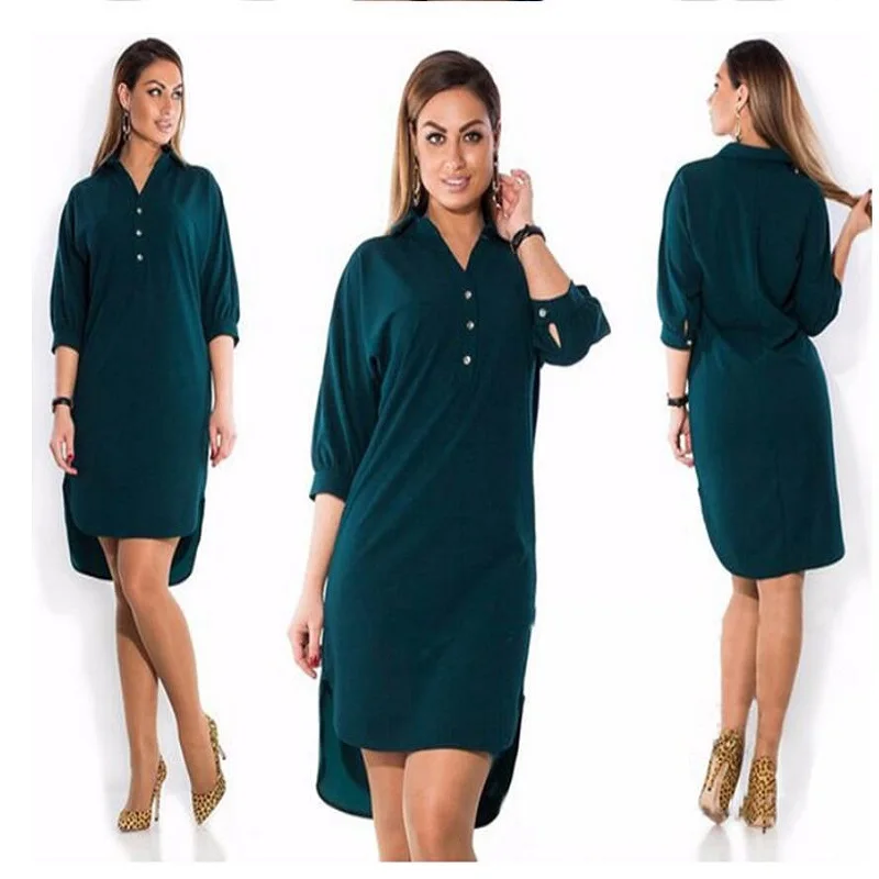 Платья больших размеров для женщин 4xl 5xl 6xl модное офисное платье для женщин Новое Женское Платье-рубашка большого размера с разрезом на лацкане