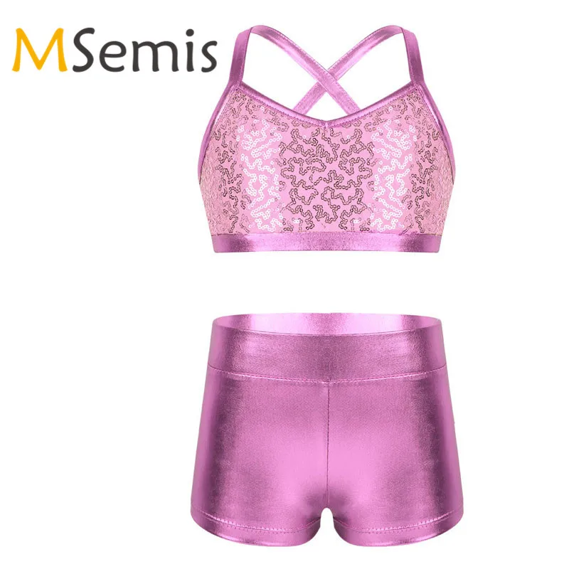 Детский балетный топ с шортами для девочек 2 шт. купальник гимнастики на