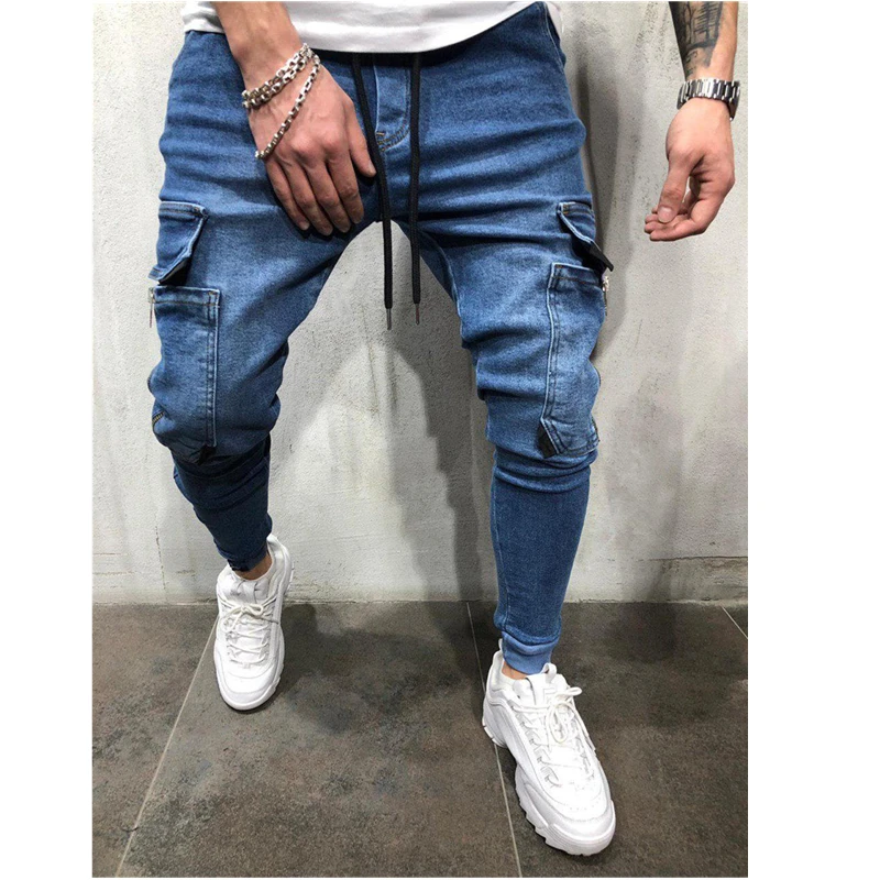 

2019 Lado Listrado Jeans Rasgado Moda Streetwear Mens Skinny Jeans Stretch Calças Slim Casual Denim Jeans calças de brim hombre