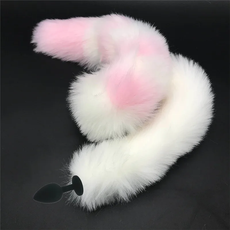 Анальная пробка с лисьим хвостом длиной 80 см силиконовая гладкая игрушка анус