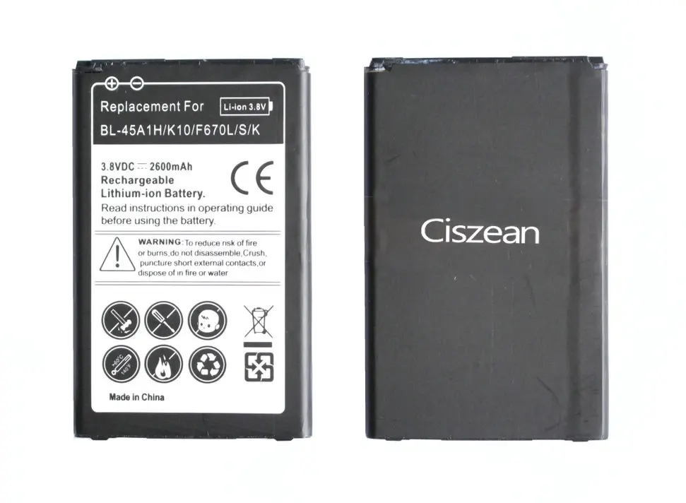 Ciszean 1x2600 мА/ч BL-45A1H BL45A1H Замена Батарея + Универсальный Зарядное устройство для LG K10