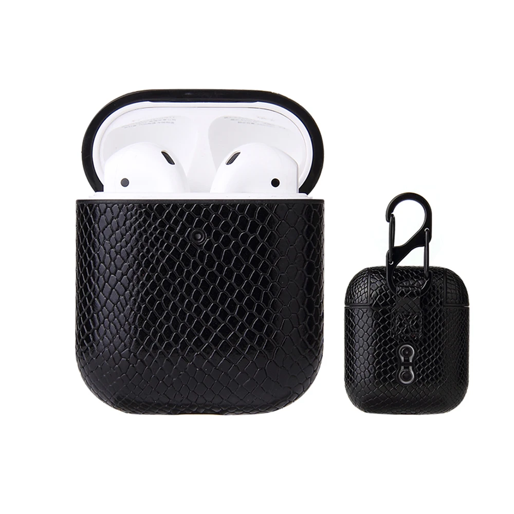 Сумка из змеиной кожи чехол для Apple AirPods Bluetooth беспроводные наушники кожаный Air Pods