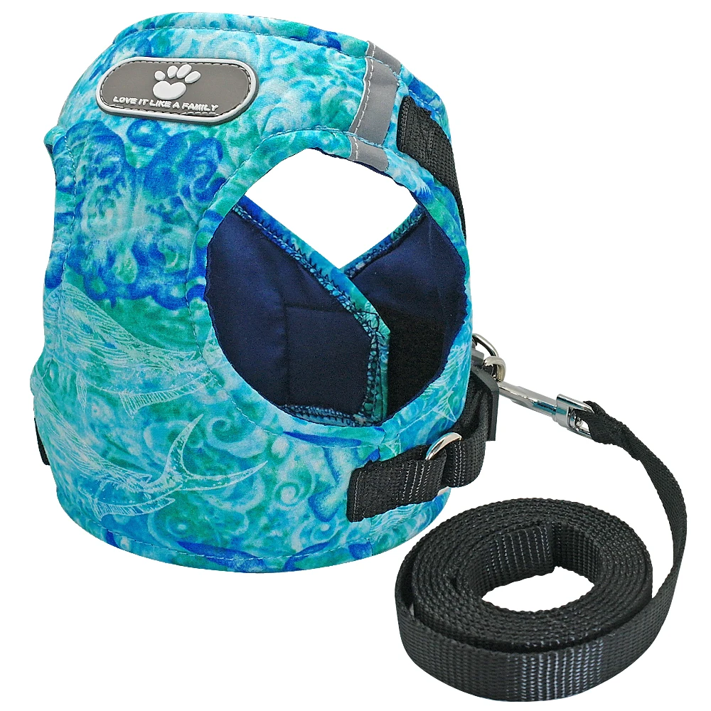 Светоотражающая шлейка и поводок для маленьких собак мягкая воздухопроницаемая