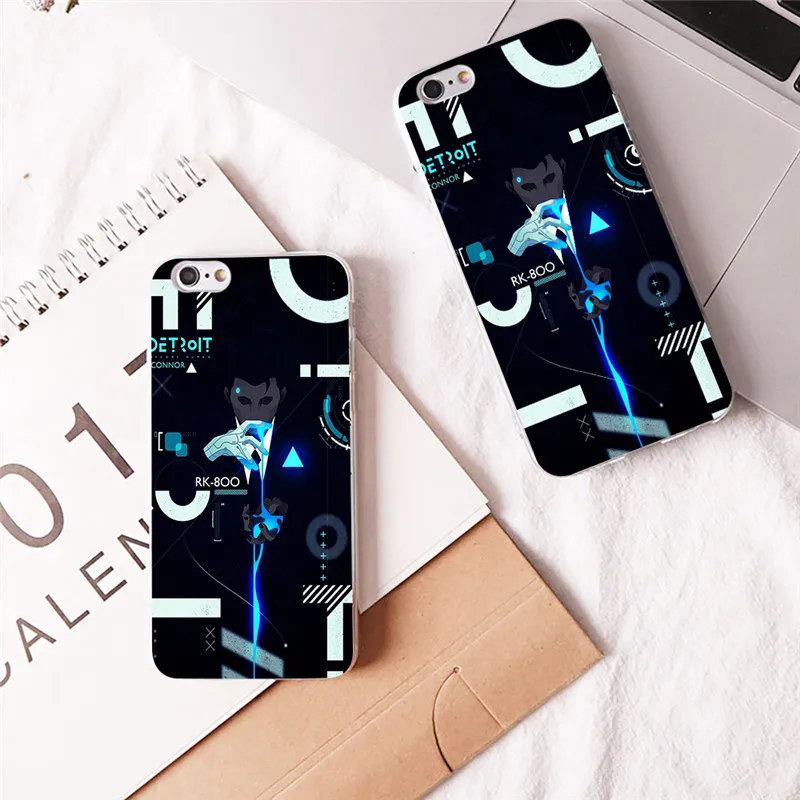 Detroit стать человека RK800 RK900 чехол для iphone 6 7 8 плюс X10 5 5C 4 жестких и прозрачный