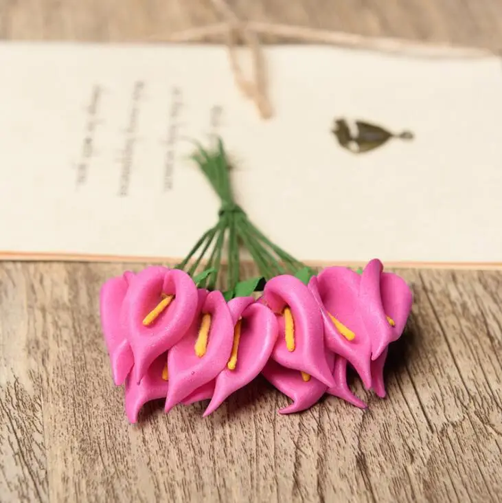 12 шт./лот Mini PE Calla Lily Искусственные цветы Букет Многоцветный Скрапбукинг цветок