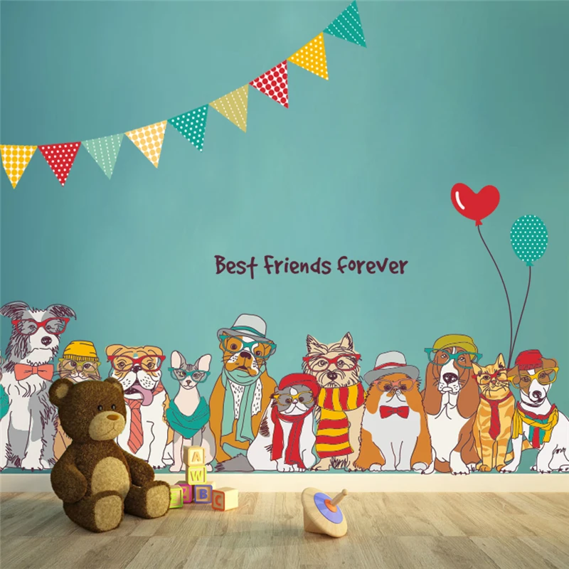 Фото Настенные наклейки с собаками best friends forever для детских комнат домашний декор