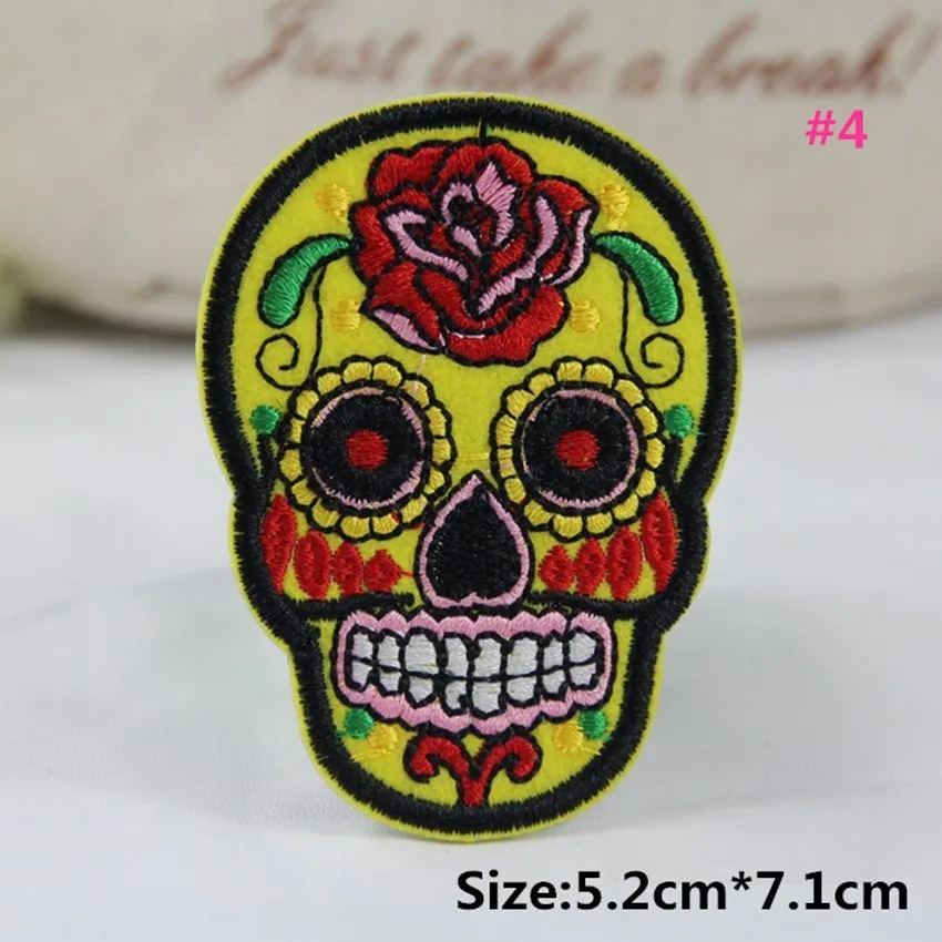 1 PCS RR5 1 шт. 5,2*7,1 см Скелет одежда с черепом вышитые железные нашивки для одежды DIY полосы мотив аппликации одежды значок@ RR - Цвет: 1 PCS RR5