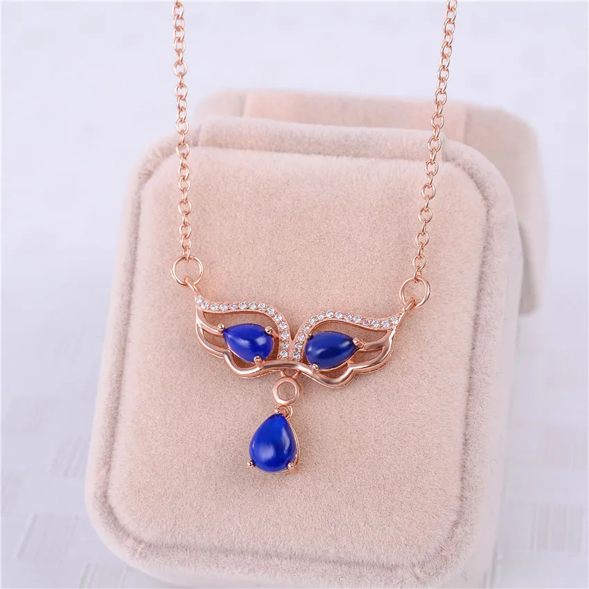 Almei 2018 Для женщин 1.2ct темно синий ляпис маскарад маска Пром Танцы кулон Цепочки и