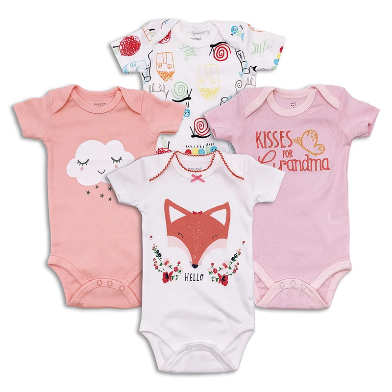 4 шт./партия Одежда для новорожденных хлопковая летняя одежда с короткими