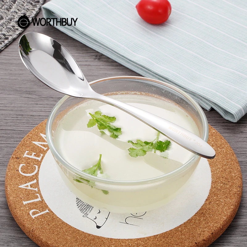 WORTHBUY 4 шт./компл. набор кухонных столовых ложек с длинной ручкой 304 десертный