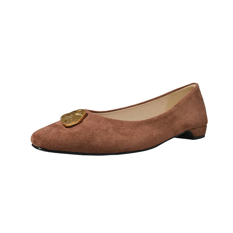 

Stylesowner Chic Woman Grandma Shoes Soft Leather Metal Buckle Decor Shallow Mouth Single Shoes Comfortable Flat Slip on Sapato