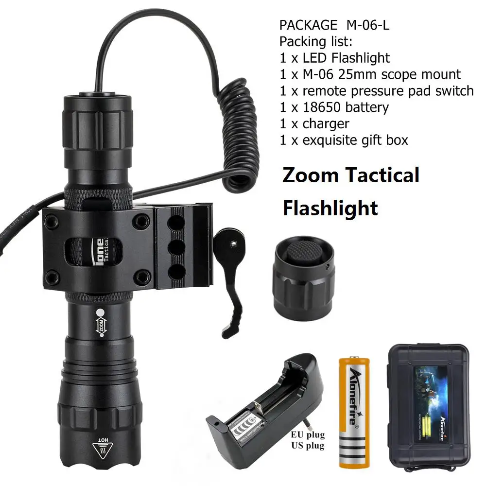 PACKAGE M-06-L AloneFire tk503 Тактический ИК светодиодный охотничий светильник с масштабируемым инфракрасным излучением, светильник ночного видения+ 20 мм рельсовый прицел - Испускаемый цвет: PACKAGE M-06-L