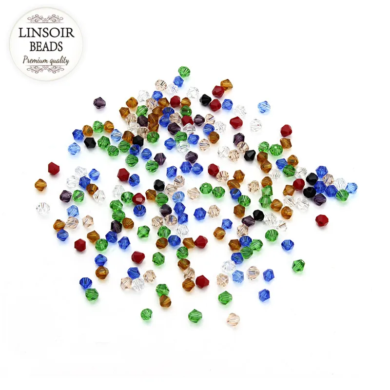 LINSOIR 200 шт./лот смешанные цвета 4 мм граненые биконовые Хрустальные Бусины