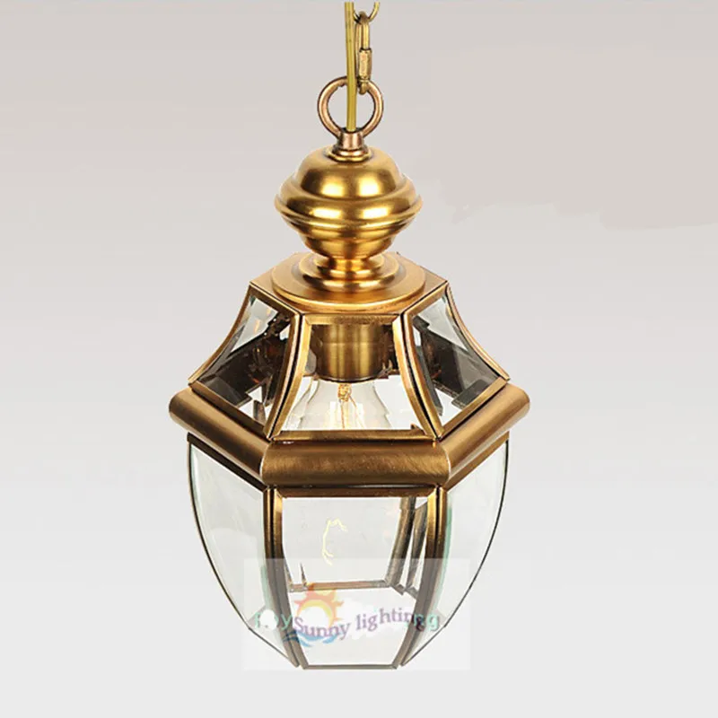 Бесплатная доставка 1 шт. Балкон Антикварные подвесные светильники медные