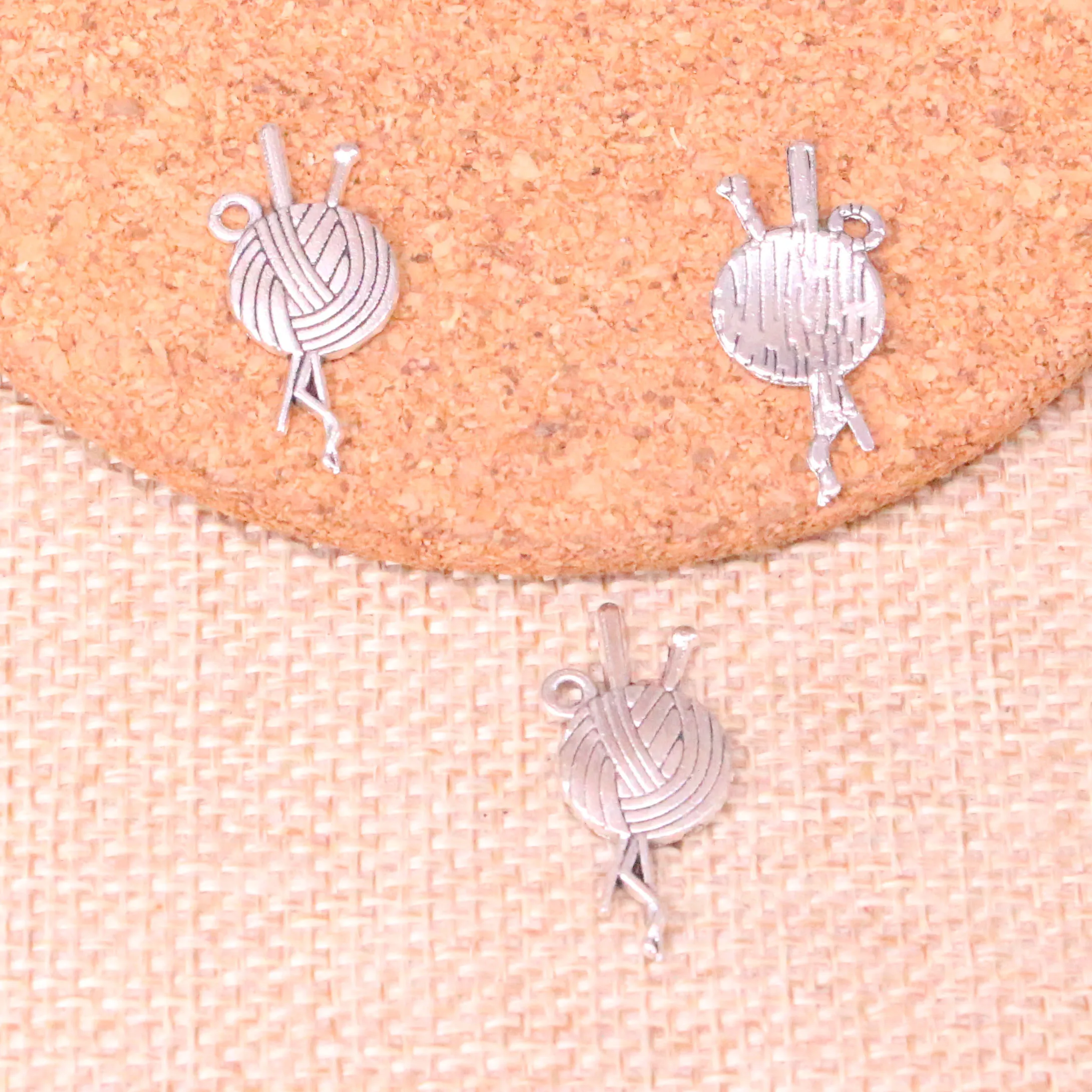 30pcs Antique Silver Plated yarn ball knit crochet Charms Pendants Fit Jewelry Making Findings Accessories 26*12mm | Украшения и