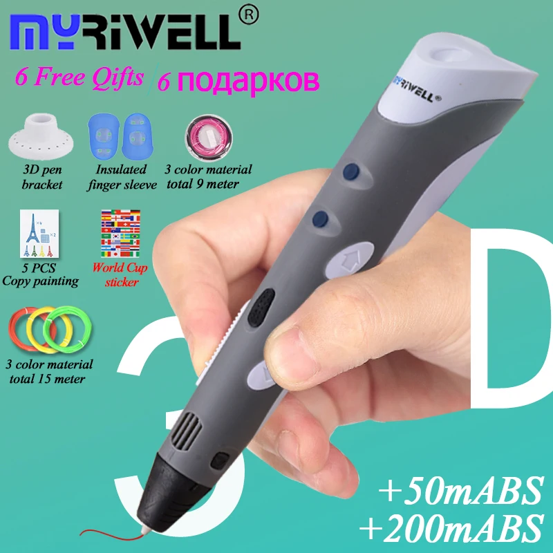 Myriwell Бесплатная 3d печать Ручка нити ЖК дисплей Дисплей с 20 Цвет ABS100m Пластик