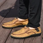 Мужские кожаные лоферы ручной работы, Нескользящие удобные кроссовки, модная обувь для прогулок, большие размеры, 2019
