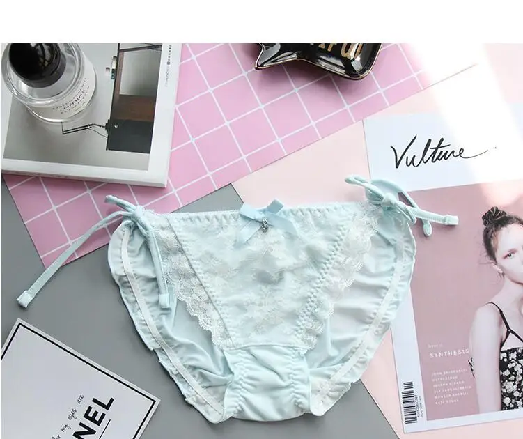 Трусики женские кружевные с бантом и жемчугом в японском стиле|pearl underwear|underwear