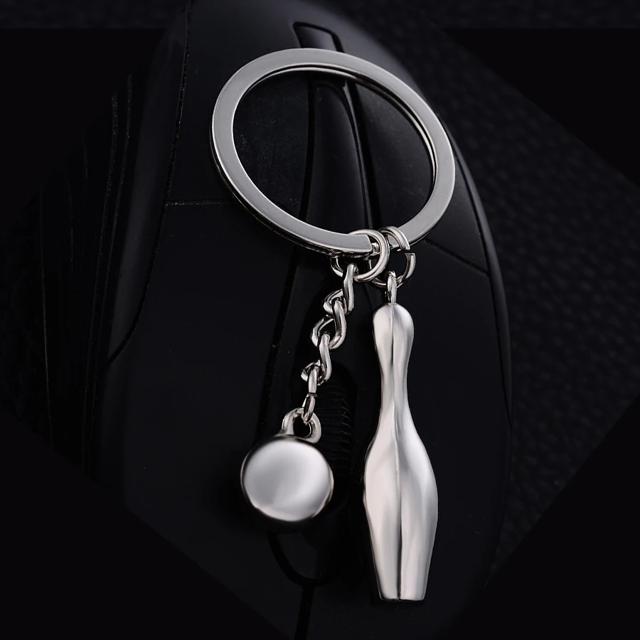 Charm Zinc Alloy Bowling Style Key Chain Ring Holder Creative Casual Car Keychain Key Finder Bag Keyfobs Jewelry Gift J026