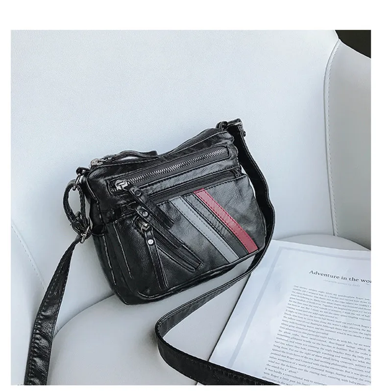 High Quality Mini Black Bag Women Very Soft Washed PU Leather Female Purses and Handbag Lady Small Messenger Bag for