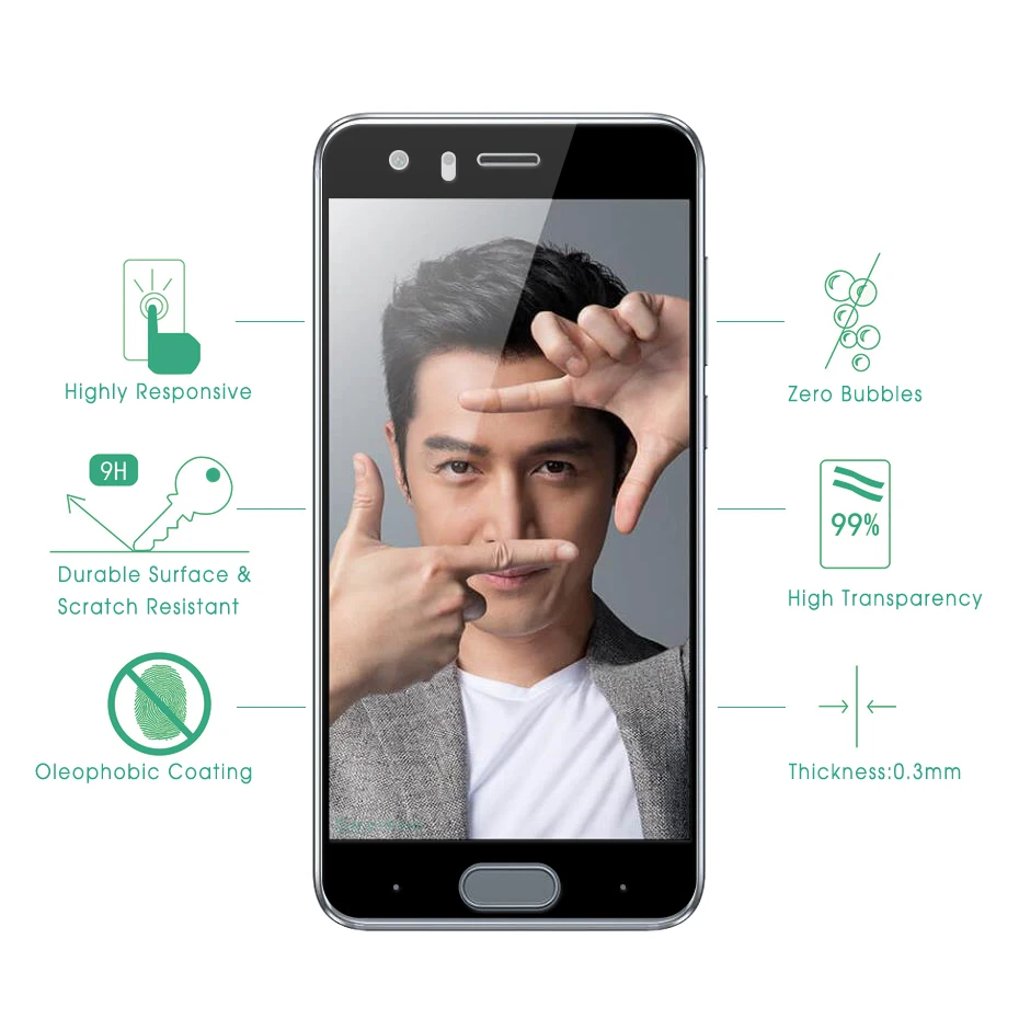 [В 2 упаковках] 100% оригинальное защитное закаленное стекло для Huawei Honor 9 защита