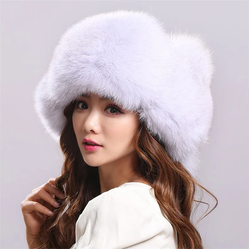 2019 модная Очаровательная шапка из натурального серебряного лисьего меха женская
