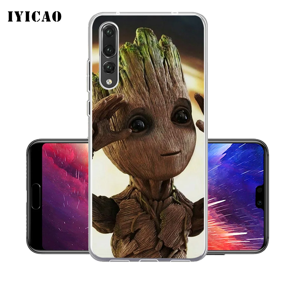 IYICAO Cartoon Baby Groot Marvel Soft Silicone Phone Case for Huawei P30 P20 Pro P10 P9 P8 Lite P Smart TPU Cover | Мобильные