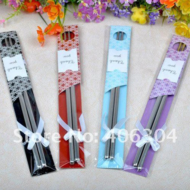 Китайские палочки для еды из нержавеющей стали красивая свадебная упаковка. 30