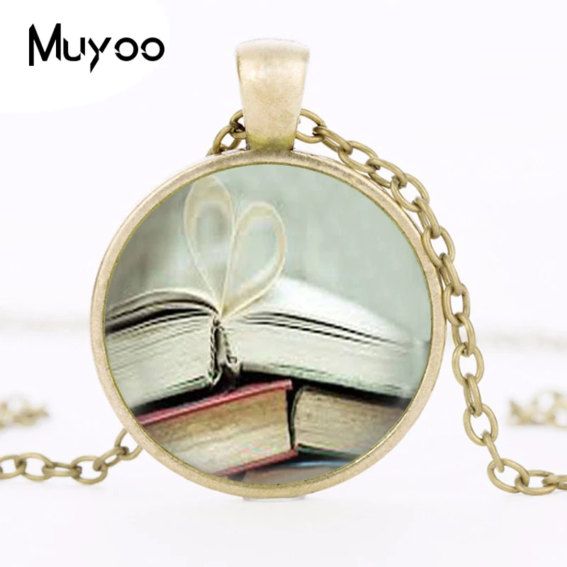 Book Page Necklace Librarian Jewelry Bibliophile Lover Art Pendant Statement Choker Women Men Vintage HZ1 | Украшения и