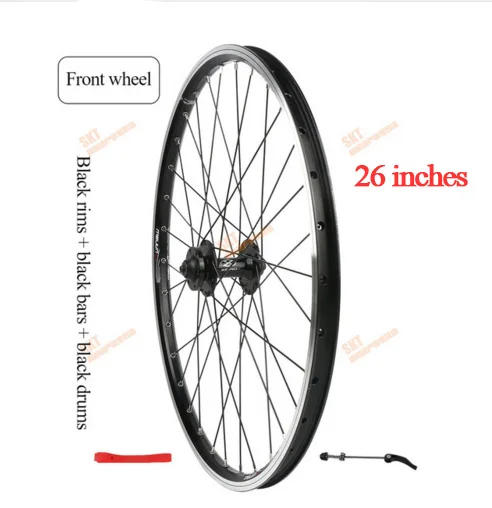 26black front wheel Складной велосипед MEIJUN, 20 дюймов, 406, велосипедное колесо, 26 дюймов, высокое качество, алюминиевый сплав, V дисковое колесо, карта, концентратор, много цветов, набор колес - Цвет: 26black front wheel