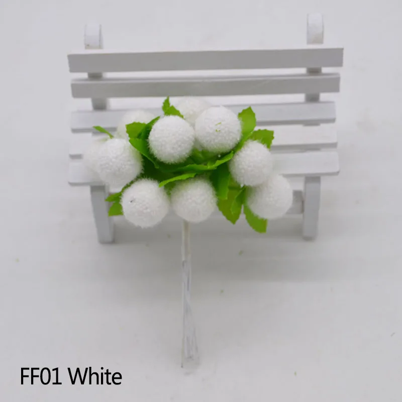 FF01 white 50 шт 2 см Искусственный букет с тычинками помпон-цветок шар Скрапбукинг венок Сделай Сам ручной работы свадебные украшения вечерние поставки - Цвет: FF01 white