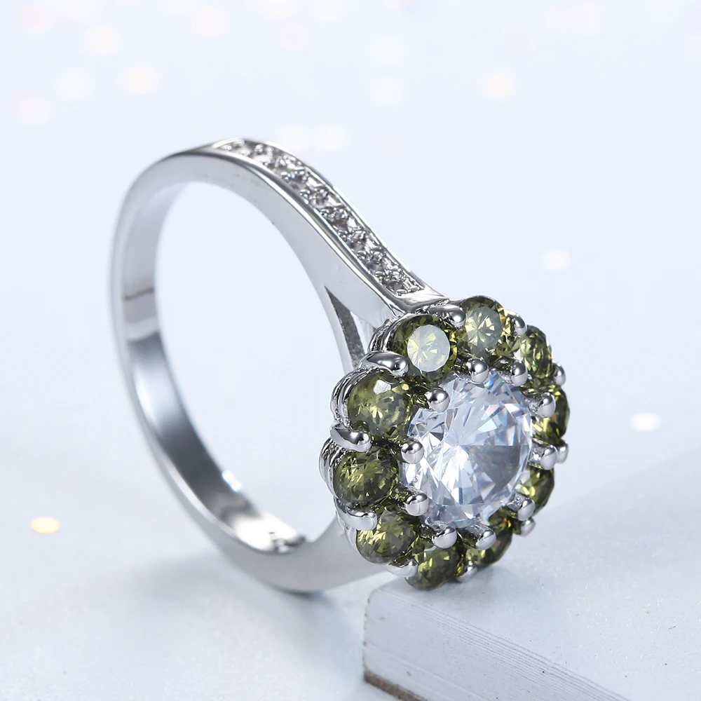 Кольцо на палец с черным фианитом белый фианит Фиолетовый Зеленый Фианит новый