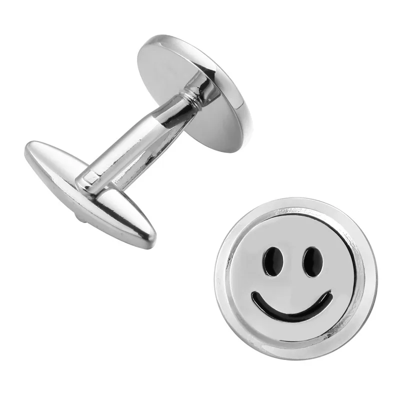 Роскошная рубашка серебристые запонки с улыбающимся лицом брендовые
