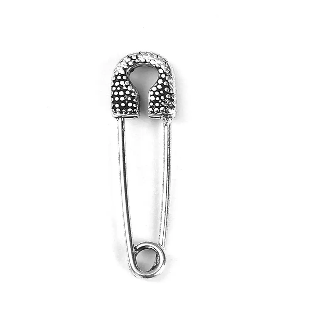 DoreenBeads 2 шт цинковый сплав значки Броши античная серебряная одежда украшение одежды - Цвет: 29mm x 9mm